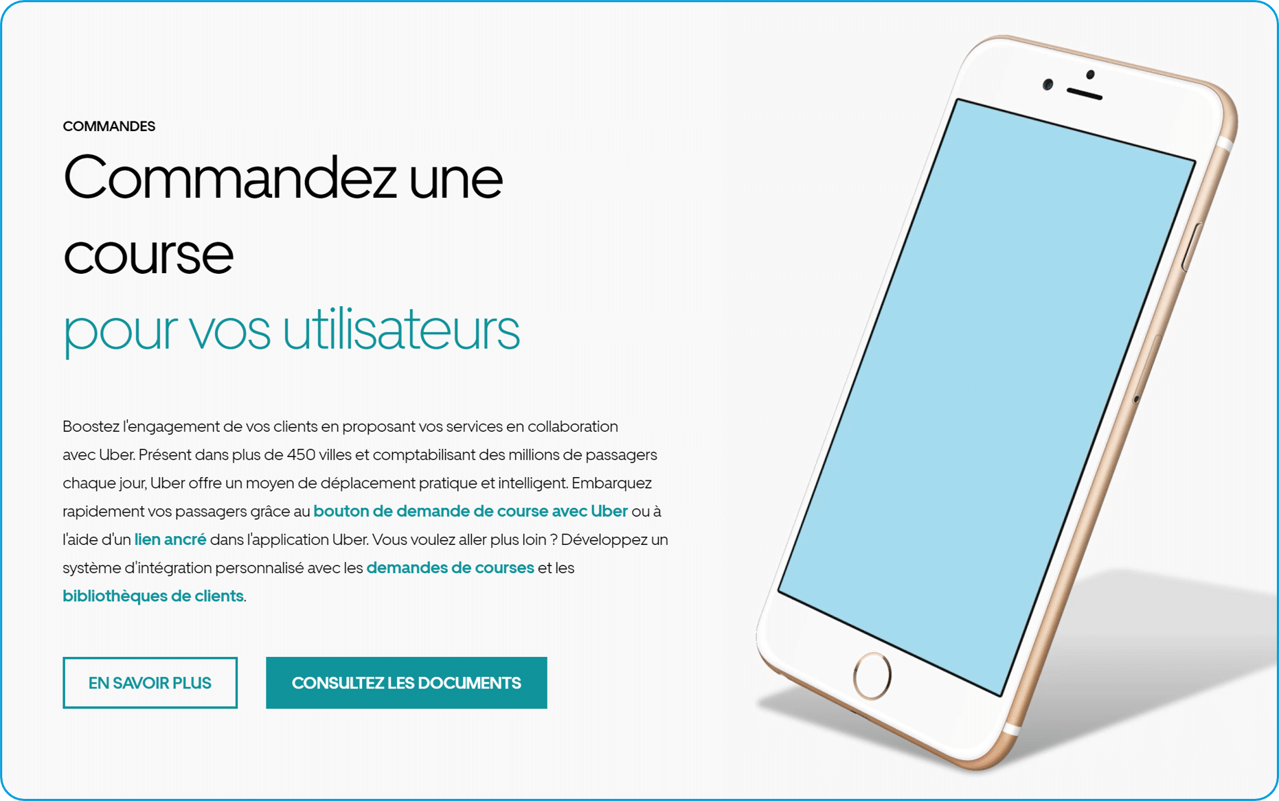 Fig.6 - Uber propose une API pour s’intégrer à d’autres applications