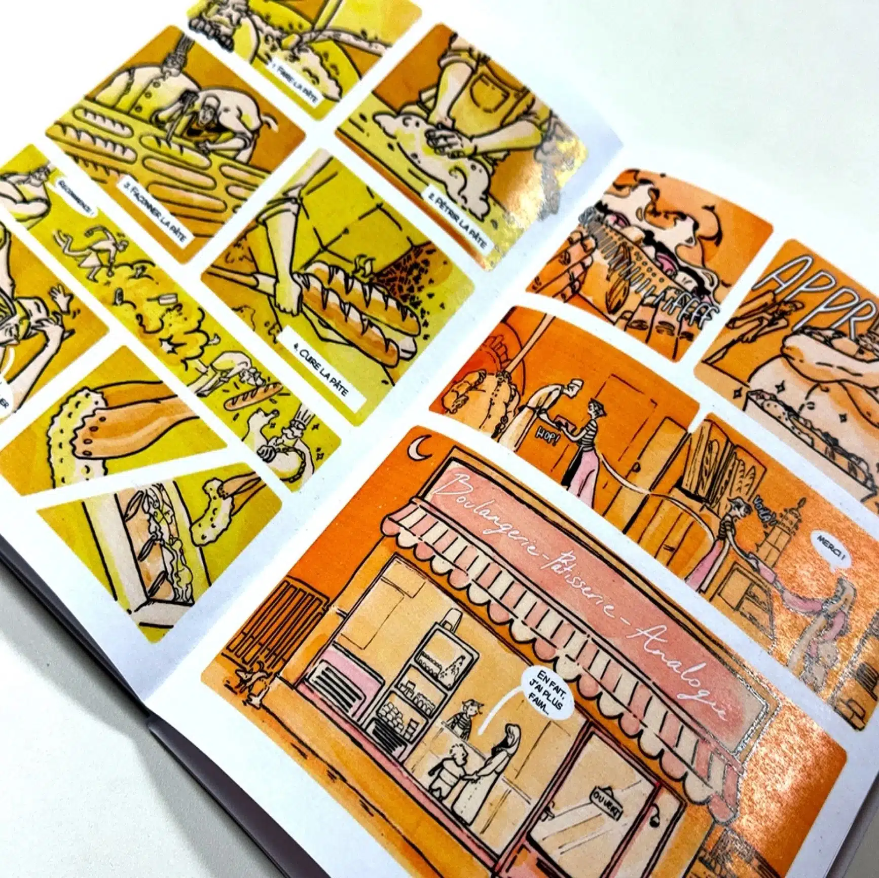 Un extrait du contenu de la bande dessinée illustrant le travail de recherche de Marius, par Émilie Siefridt & Mathys Favre